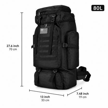 80L Tactical Backpack & Military Rucksack with MOLLE System — Large Hiking Backpack & Army Assault Pack for Camping, Hunting, Bug Out, Mountaineering & Backpacking