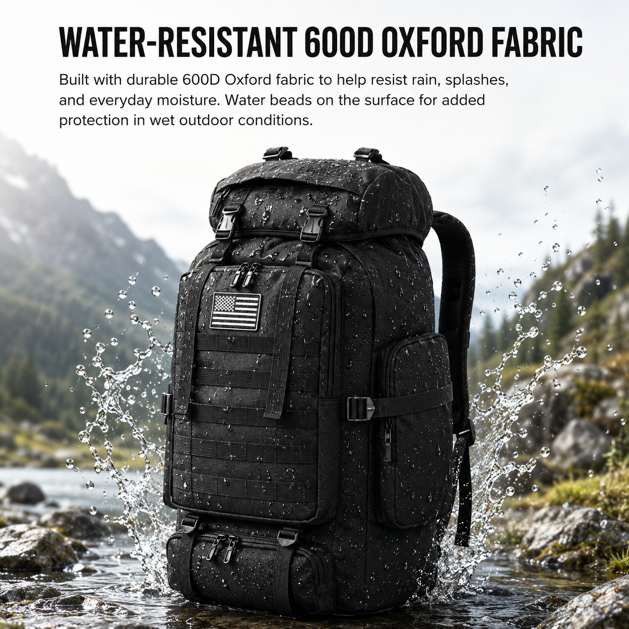 80L Tactical Backpack & Military Rucksack with MOLLE System — Large Hiking Backpack & Army Assault Pack for Camping, Hunting, Bug Out, Mountaineering & Backpacking