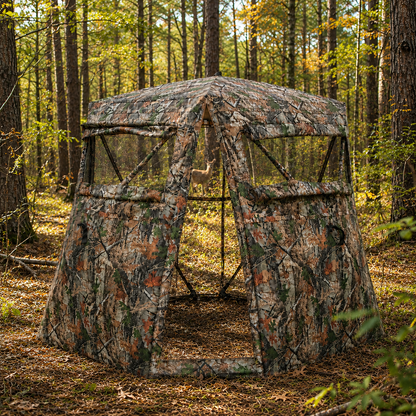 360° See-Through Pop-Up Hunting Blind, 2–3 Person Ground Blind for Deer, Turkey & Elk Hunting & Wildlife Observation