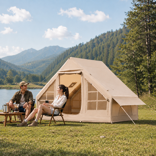 Inflatable Camping Tent with Pump, 3–5 Person Easy Setup Glamping Tent, 65 sq. ft., PU3000 Waterproof for Family Camping & Festivals