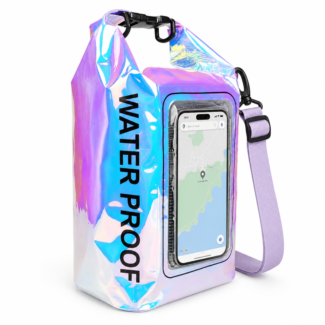 5L Iridescent Waterproof Dry Bag, Waterproof Phone Pouch, Waterproof Phone Case with Phone Window, Roll-Top Dry Sack & Kayak Dry Bag for Kayaking, Boating, Rafting, Beach, Swimming & Travel