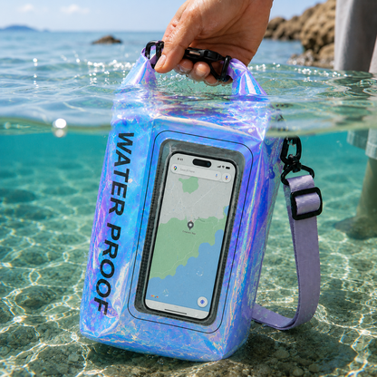 5L Iridescent Waterproof Dry Bag, Waterproof Phone Pouch, Waterproof Phone Case with Phone Window, Roll-Top Dry Sack & Kayak Dry Bag for Kayaking, Boating, Rafting, Beach, Swimming & Travel