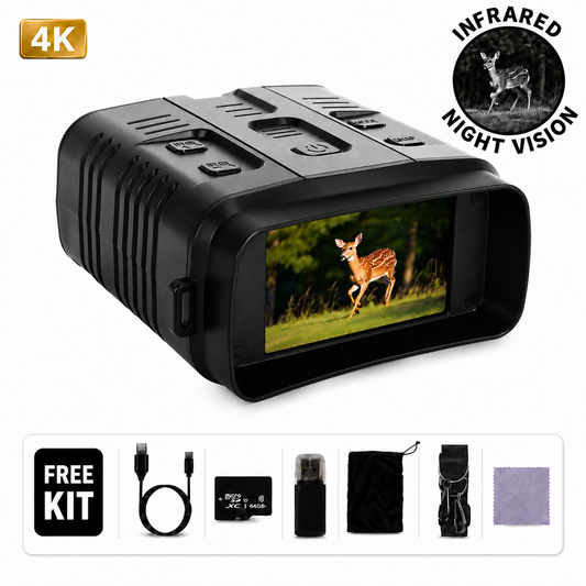 4K Night Vision Binoculars with 10X Digital Zoom, 31MP, 3" Screen, WiFi App & 64GB Card for Hunting, Wildlife Viewing, Camping & Scouting