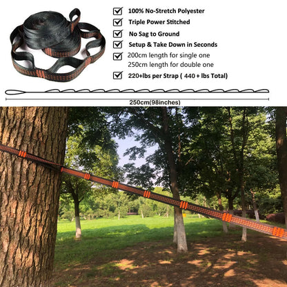 Double Camping Hammock, 2 Person Portable Outdoor Tree Hammock with Straps & Carabiners, 75D Nylon Taffeta, 500 lb Capacity for Hiking, Backpacking, Travel & Garden