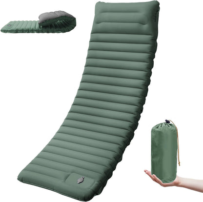 Self-Inflating Camping Sleeping Pad with Built-In Foot Pump, Integrated Pillow & Side Connectors — Extra Thick 4 Inch Sleeping Mat for Camping, Backpacking, Hiking & Fishing
