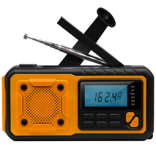 5000mAh Large-Capacity Emergency Weather Radio with Hand Crank, Solar & USB-C Charging, Flashlight & Power Bank for Blackouts, Storms, Camping & Fishing