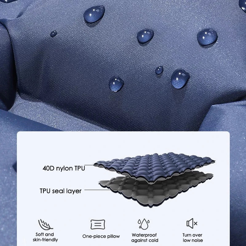 Double Sleeping Pad & Air Mattress for 2 — Self-Inflating Camping Mattress with Dual Pillows & Inflatable Bed for Couples, Camping & Hiking