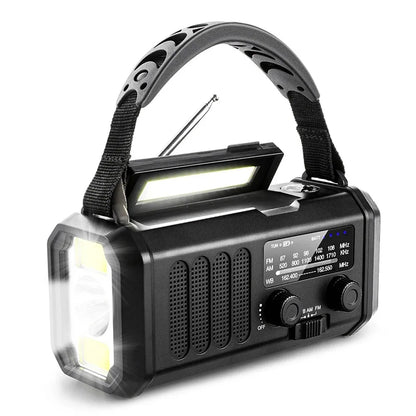 10000mAh Large-Capacity NOAA Emergency Weather Radio with Hand Crank, Solar Charging, Flashlight & Power Bank for Blackouts, Storms, Camping & Fishing