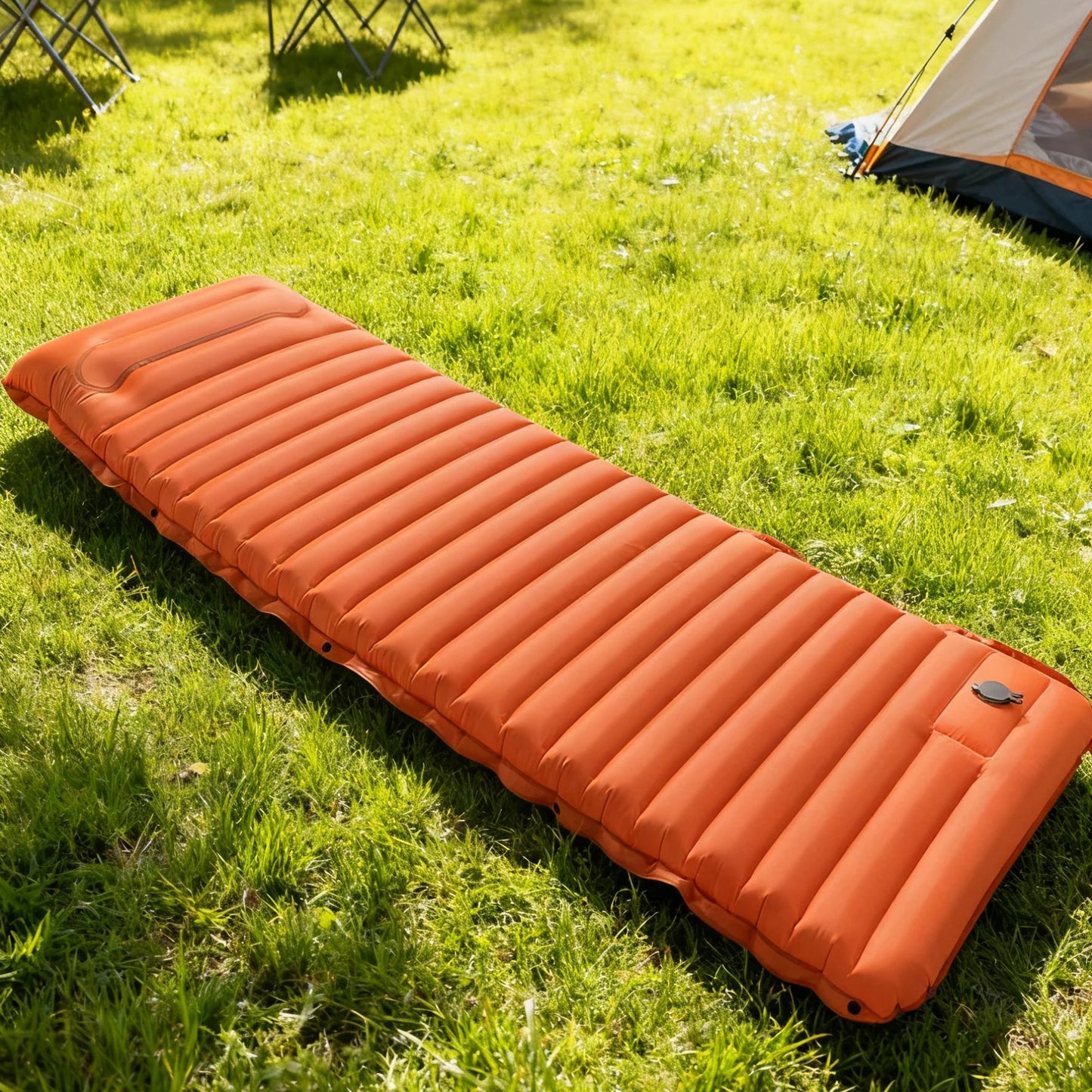Self-Inflating Camping Sleeping Pad with Built-In Foot Pump, Integrated Pillow & Side Connectors — Extra Thick 4 Inch Sleeping Mat for Camping, Backpacking, Hiking & Fishing