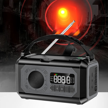 12000mAh Large-Capacity NOAA Emergency Weather Radio with Hand Crank, Solar & USB-C Charging, Flashlight & Power Bank for Blackouts, Storms, Camping & Fishing