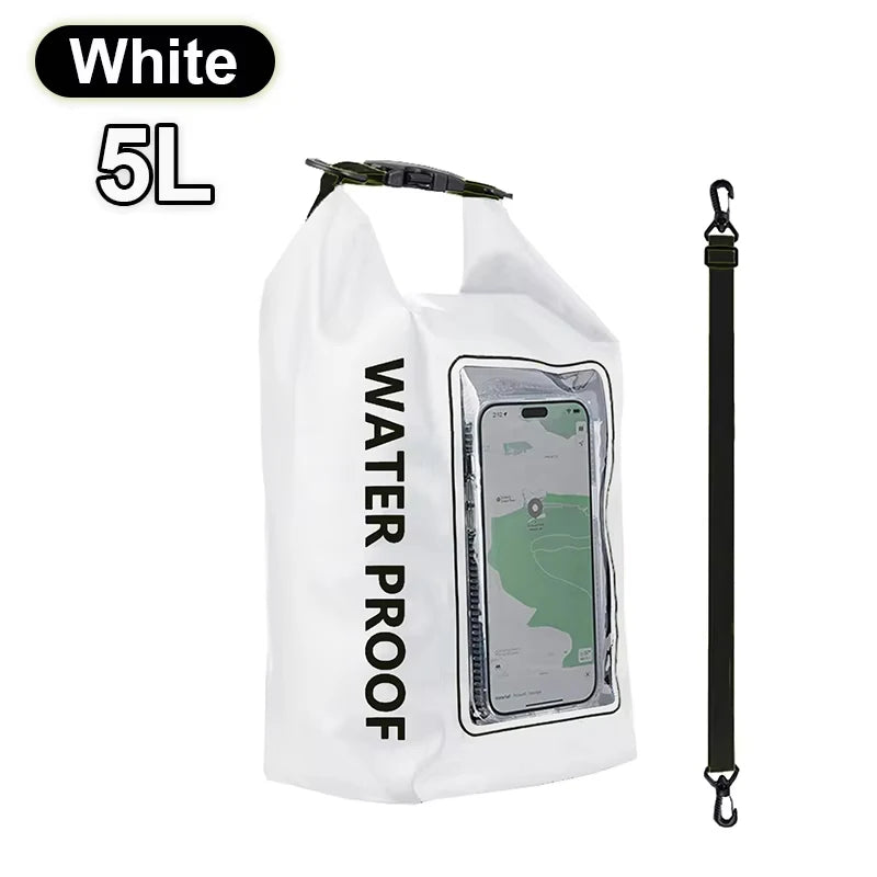 Waterproof Dry Bag, Waterproof Phone Pouch, Waterproof Phone Case & Beach Bag with Phone Window — IPX6 Roll-Top Dry Sack, Waterproof Sling Bag & Shoulder Bag for Kayaking, Boating, Rafting, Swimming & Travel, 5L