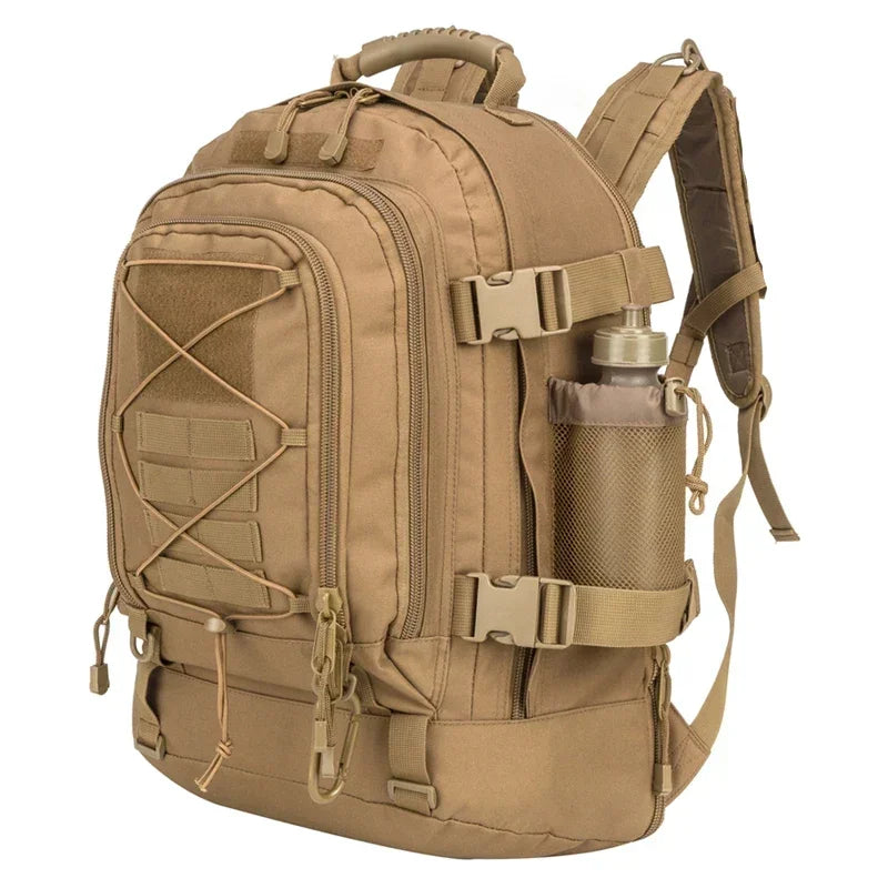 60L Expandable Tactical Hiking Backpack & Military Rucksack with MOLLE System, Waistbelt & Carabiner Hook for Camping, Hunting, Bug Out, Travel & Backpacking