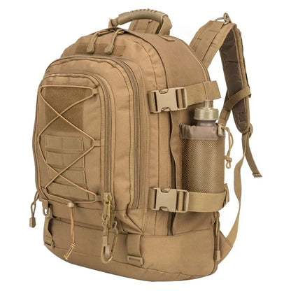 60L Expandable Tactical Hiking Backpack & Military Rucksack with MOLLE System, Waistbelt & Carabiner Hook for Camping, Hunting, Bug Out, Travel & Backpacking