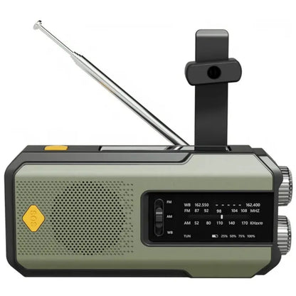 2000mAh Emergency Weather Radio with USB-C, Hand Crank & Solar Charging, Flashlight & Power Bank for Blackouts, Storms, Camping & Fishing