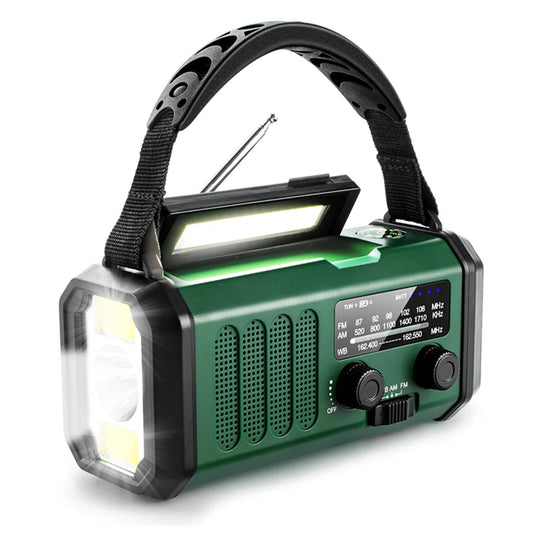 10000mAh Large-Capacity NOAA Emergency Weather Radio with Hand Crank, Solar Charging, Flashlight & Power Bank for Blackouts, Storms, Camping & Fishing