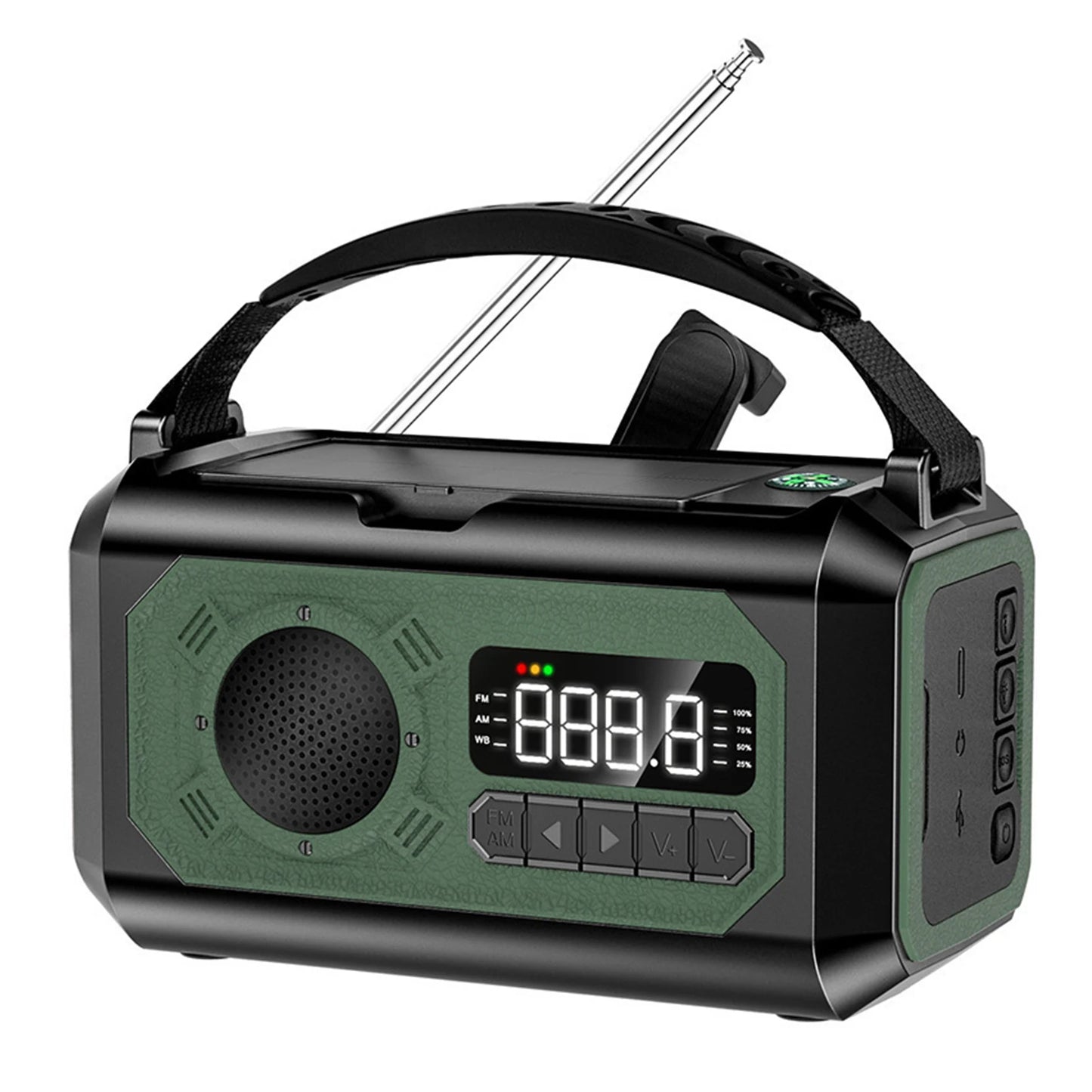 12000mAh Large-Capacity NOAA Emergency Weather Radio with Hand Crank, Solar & USB-C Charging, Flashlight & Power Bank for Blackouts, Storms, Camping & Fishing