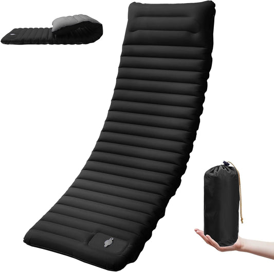 Self-Inflating Camping Sleeping Pad with Built-In Foot Pump, Integrated Pillow & Side Connectors — Extra Thick 4 Inch Sleeping Mat for Camping, Backpacking, Hiking & Fishing