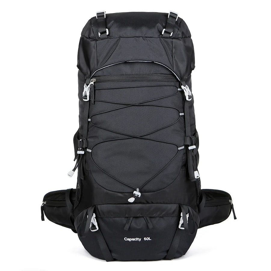 50L Travel Backpack & Hiking Rucksack with Rain Cover for Men & Women, Multifunctional Camping & Mountaineering Bag for Trekking, Hunting, Bug Out & Outdoor Adventures