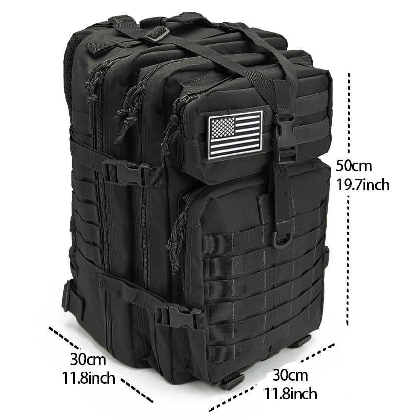 50L Tactical Backpack & Military Assault Pack — MOLLE Hiking Backpack & Laptop Bag for Bug Out, Hunting, Camping & Everyday Carry