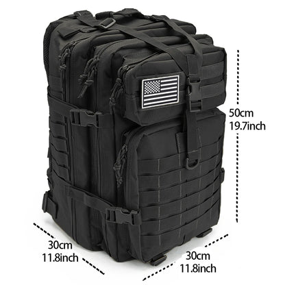 50L Tactical Backpack & Military Assault Pack — MOLLE Hiking Backpack & Laptop Bag for Bug Out, Hunting, Camping & Everyday Carry