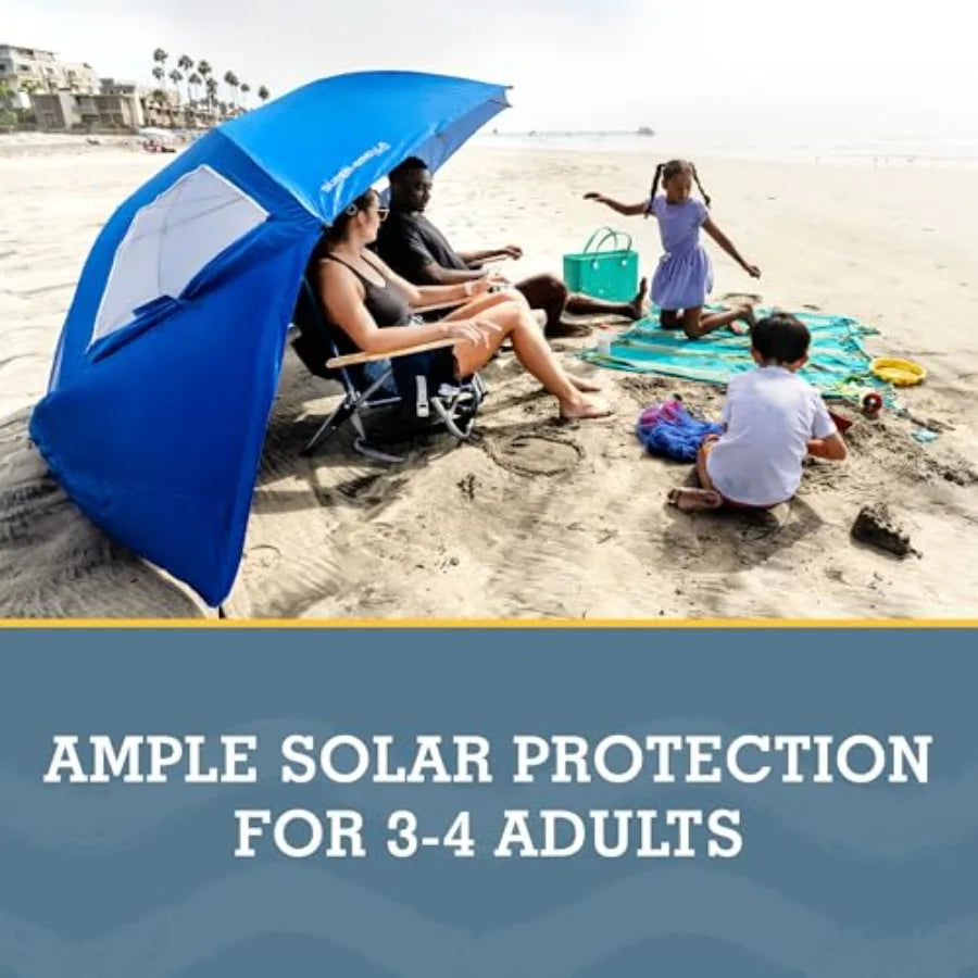 Large Beach Umbrella, Big Outdoor Umbrella & Sun Umbrella with UPF 50+ & Side Panels for Beach, Camping, Garden, RV & Outdoor Use