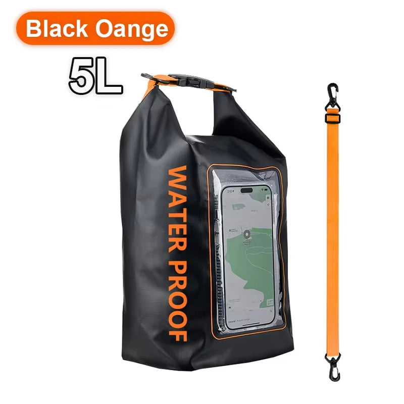 Waterproof Dry Bag, Waterproof Phone Pouch, Waterproof Phone Case & Beach Bag with Phone Window — IPX6 Roll-Top Dry Sack, Waterproof Sling Bag & Shoulder Bag for Kayaking, Boating, Rafting, Swimming & Travel, 5L