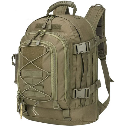 60L Expandable Tactical Hiking Backpack & Military Rucksack with MOLLE System, Waistbelt & Carabiner Hook for Camping, Hunting, Bug Out, Travel & Backpacking