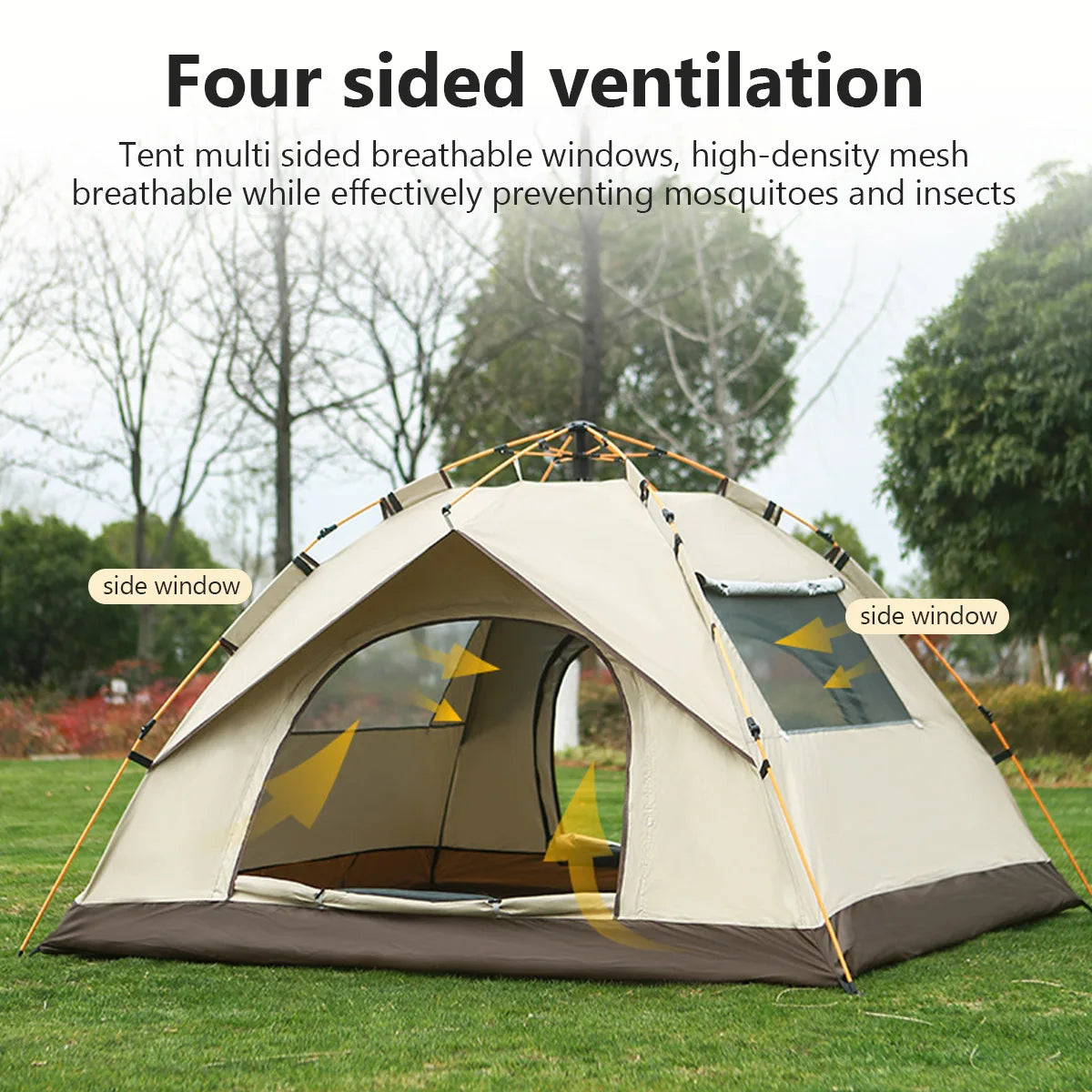 2-3 Person Pop-Up Tent, Canopy & Sun Shade — Automatic Instant Tent & Beach Tent for Camping, Beach, Picnics & Festivals