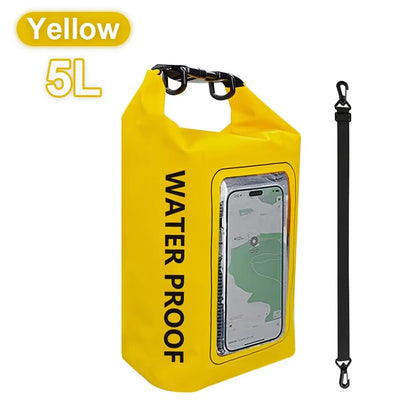 Waterproof Dry Bag, Waterproof Phone Pouch, Waterproof Phone Case & Beach Bag with Phone Window — IPX6 Roll-Top Dry Sack, Waterproof Sling Bag & Shoulder Bag for Kayaking, Boating, Rafting, Swimming & Travel, 5L