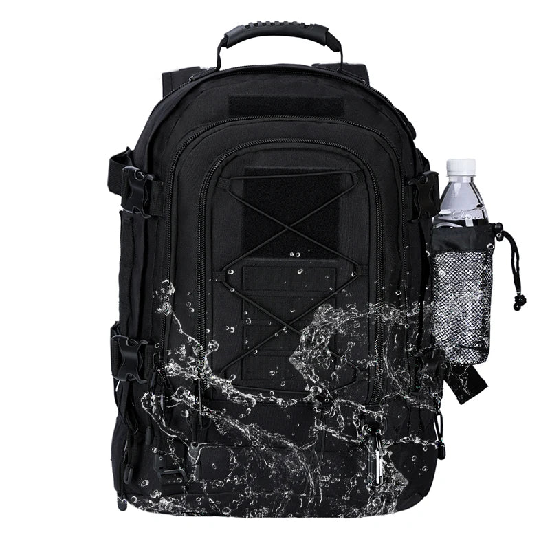 60L Expandable Tactical Hiking Backpack & Military Rucksack with MOLLE System, Waistbelt & Carabiner Hook for Camping, Hunting, Bug Out, Travel & Backpacking