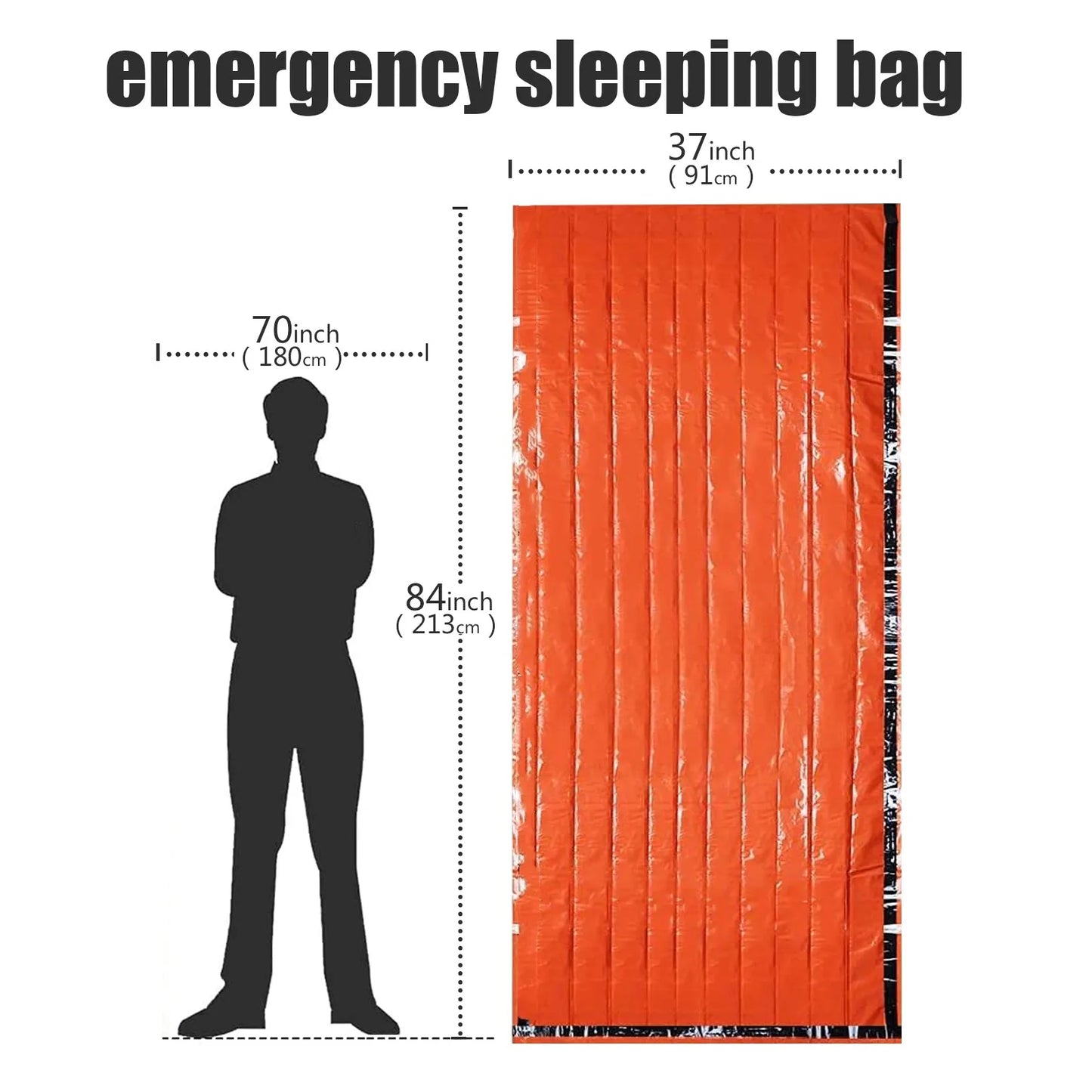Emergency Sleeping Bag & Mylar Blanket — Waterproof Thermal Bivy Sack with Survival Whistle & Paracord for Go Bag, Bug Out Bag, Camping, Hiking & Emergency Preparedness