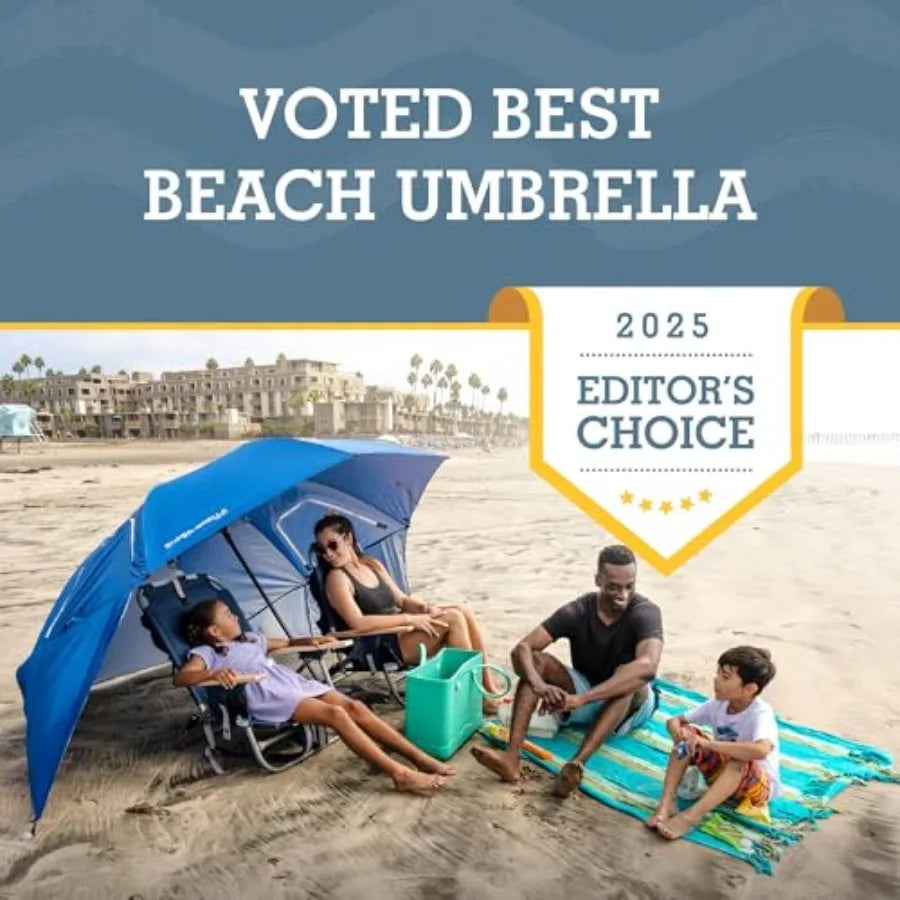 Large Beach Umbrella, Big Outdoor Umbrella & Sun Umbrella with UPF 50+ & Side Panels for Beach, Camping, Garden, RV & Outdoor Use
