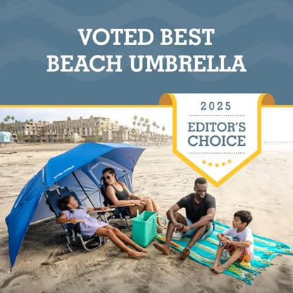 Large Beach Umbrella, Big Outdoor Umbrella & Sun Umbrella with UPF 50+ & Side Panels for Beach, Camping, Garden, RV & Outdoor Use