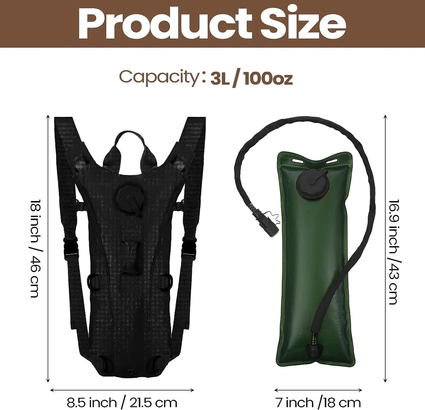 3L Hydration Pack, Hydration Backpack & Water Backpack with Water Bladder for Hiking, Running, Cycling, Trail Running & Outdoor Use