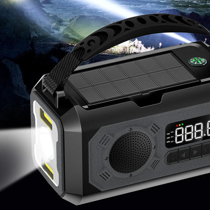 12000mAh Large-Capacity NOAA Emergency Weather Radio with Hand Crank, Solar & USB-C Charging, Flashlight & Power Bank for Blackouts, Storms, Camping & Fishing