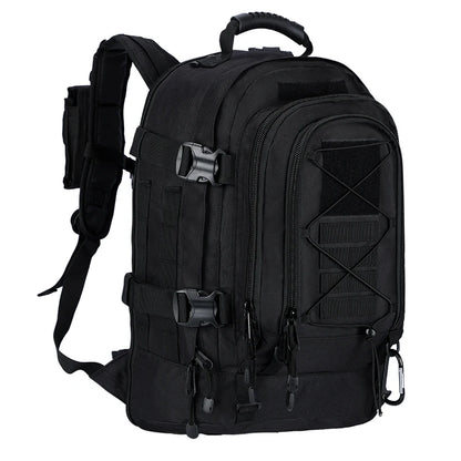 60L Expandable Tactical Hiking Backpack & Military Rucksack with MOLLE System, Waistbelt & Carabiner Hook for Camping, Hunting, Bug Out, Travel & Backpacking