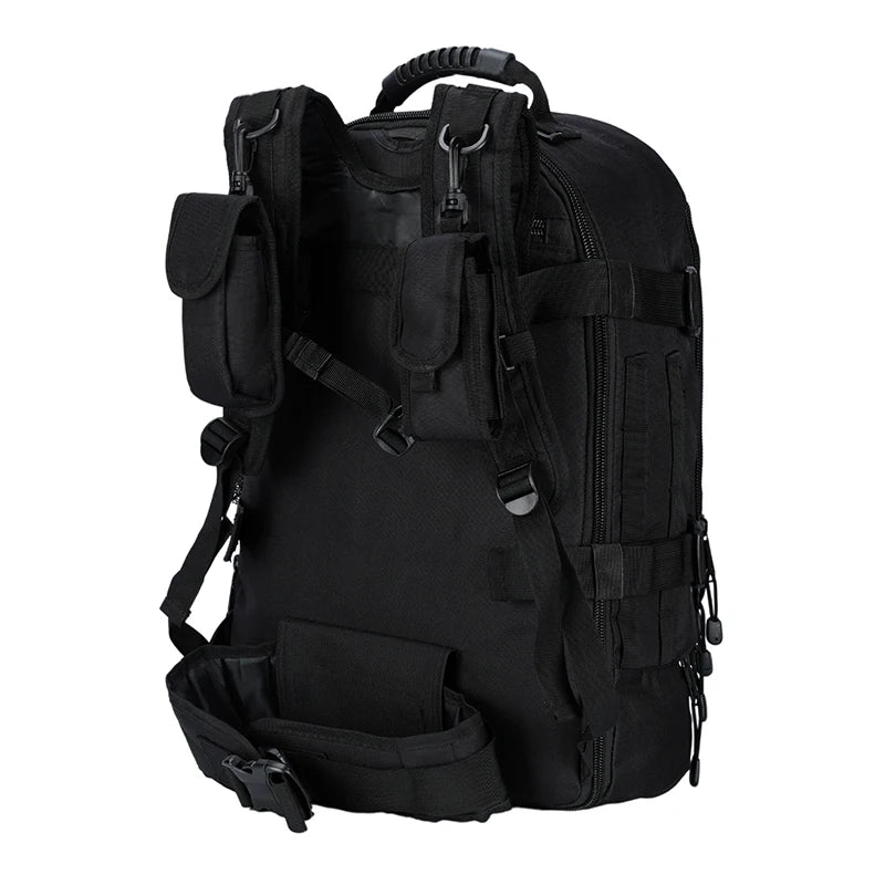 60L Expandable Tactical Hiking Backpack & Military Rucksack with MOLLE System, Waistbelt & Carabiner Hook for Camping, Hunting, Bug Out, Travel & Backpacking