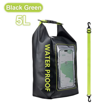 Waterproof Dry Bag, Waterproof Phone Pouch, Waterproof Phone Case & Beach Bag with Phone Window — IPX6 Roll-Top Dry Sack, Waterproof Sling Bag & Shoulder Bag for Kayaking, Boating, Rafting, Swimming & Travel, 5L