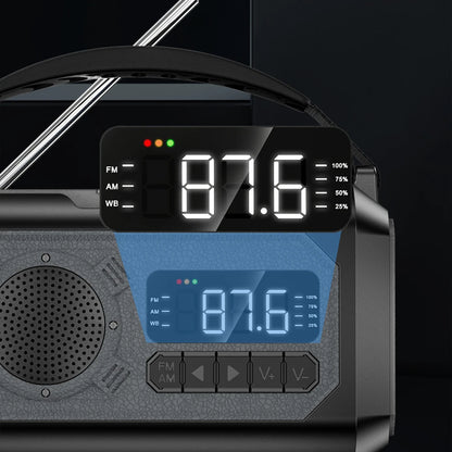 12000mAh Large-Capacity NOAA Emergency Weather Radio with Hand Crank, Solar & USB-C Charging, Flashlight & Power Bank for Blackouts, Storms, Camping & Fishing
