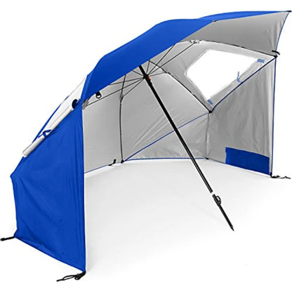 Large Beach Umbrella, Big Outdoor Umbrella & Sun Umbrella with UPF 50+ & Side Panels for Beach, Camping, Garden, RV & Outdoor Use