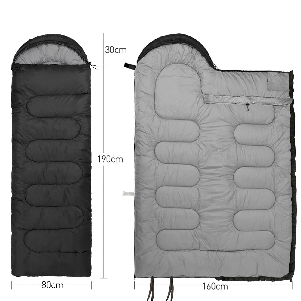 Sleeping Bag for Camping, Backpacking & Hiking — Lightweight 3-Season Cotton Sleeping Bag with Double Zipper & Splicing Design for Adults, Fits Up to 6'7"