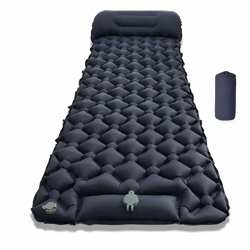 Self-Inflating Camping Sleeping Pad & Air Mattress with Integrated Pillow — Inflatable Camping Bed & Sleeping Mat for Camping, Backpacking & Hiking