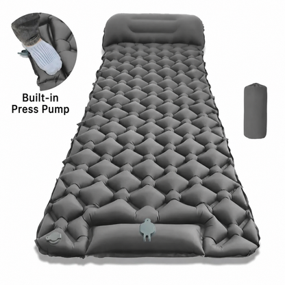 Self-Inflating Camping Sleeping Pad & Air Mattress with Integrated Pillow — Inflatable Camping Bed & Sleeping Mat for Camping, Backpacking & Hiking
