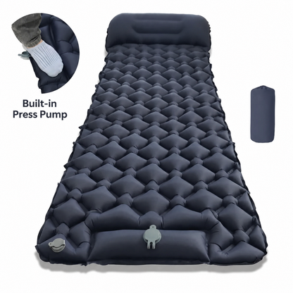 Self-Inflating Camping Sleeping Pad & Air Mattress with Integrated Pillow — Inflatable Camping Bed & Sleeping Mat for Camping, Backpacking & Hiking