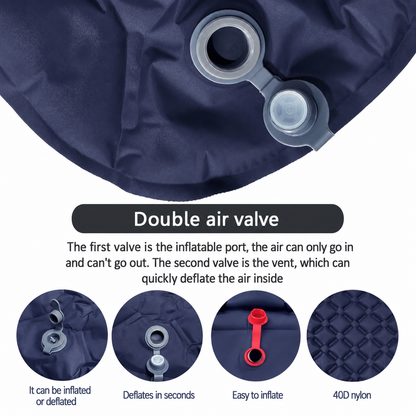Self-Inflating Camping Sleeping Pad & Air Mattress with Integrated Pillow — Inflatable Camping Bed & Sleeping Mat for Camping, Backpacking & Hiking