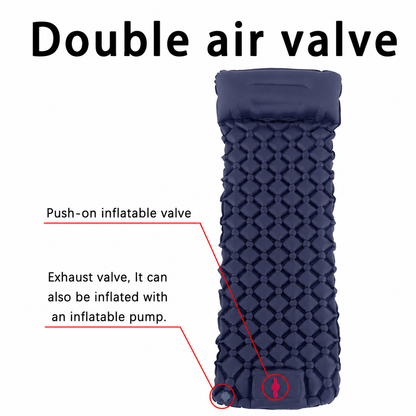 Self-Inflating Camping Sleeping Pad & Air Mattress with Integrated Pillow — Inflatable Camping Bed & Sleeping Mat for Camping, Backpacking & Hiking