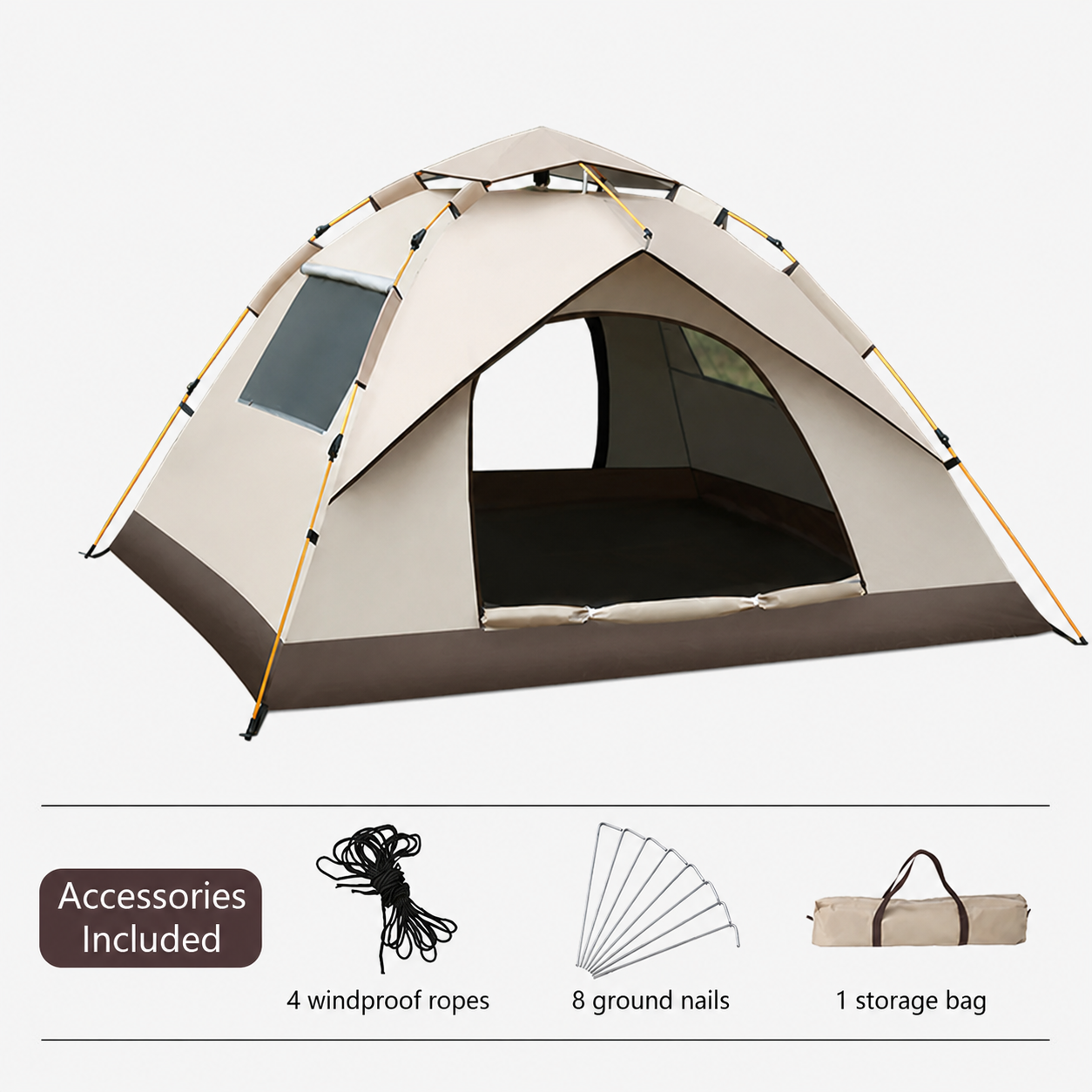 2-3 Person Pop-Up Tent, Canopy & Sun Shade — Automatic Instant Tent & Beach Tent for Camping, Beach, Picnics & Festivals