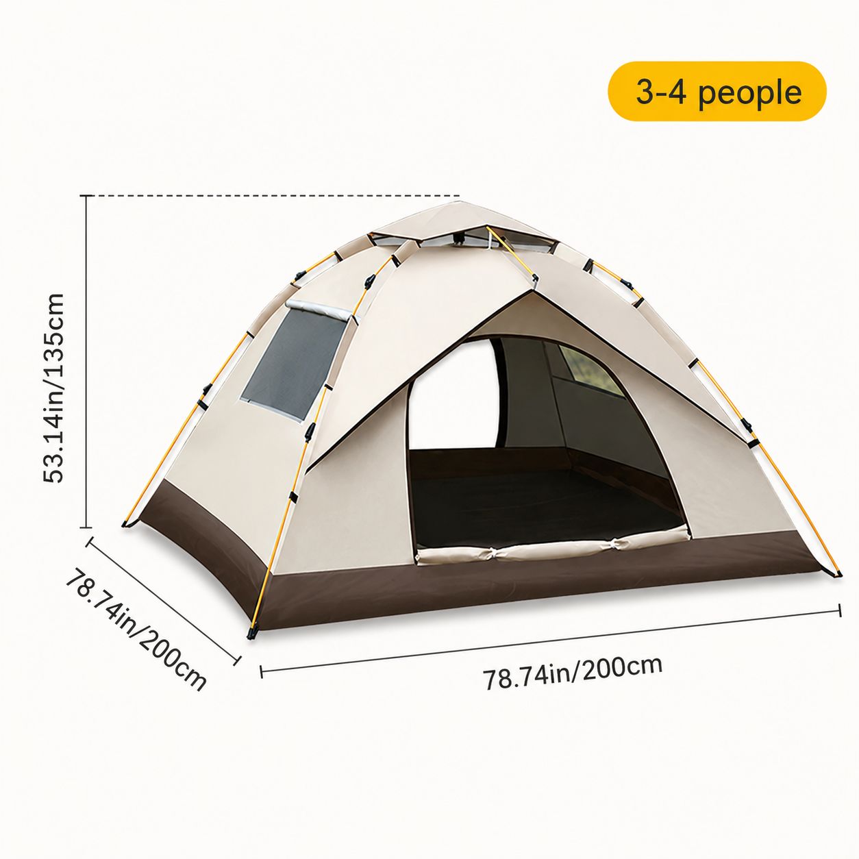 4 Person Pop-Up Tent, Canopy & Sun Shade — Automatic Instant Tent & Beach Tent for Camping, Beach, Picnics & Festivals