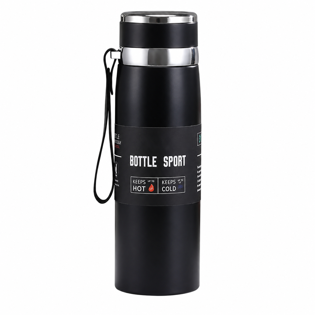 1L Insulated Stainless Steel Water Bottle with Handle, Vacuum Flask for Hot Coffee, Tea, Cold Water, Hiking, Camping & Travel