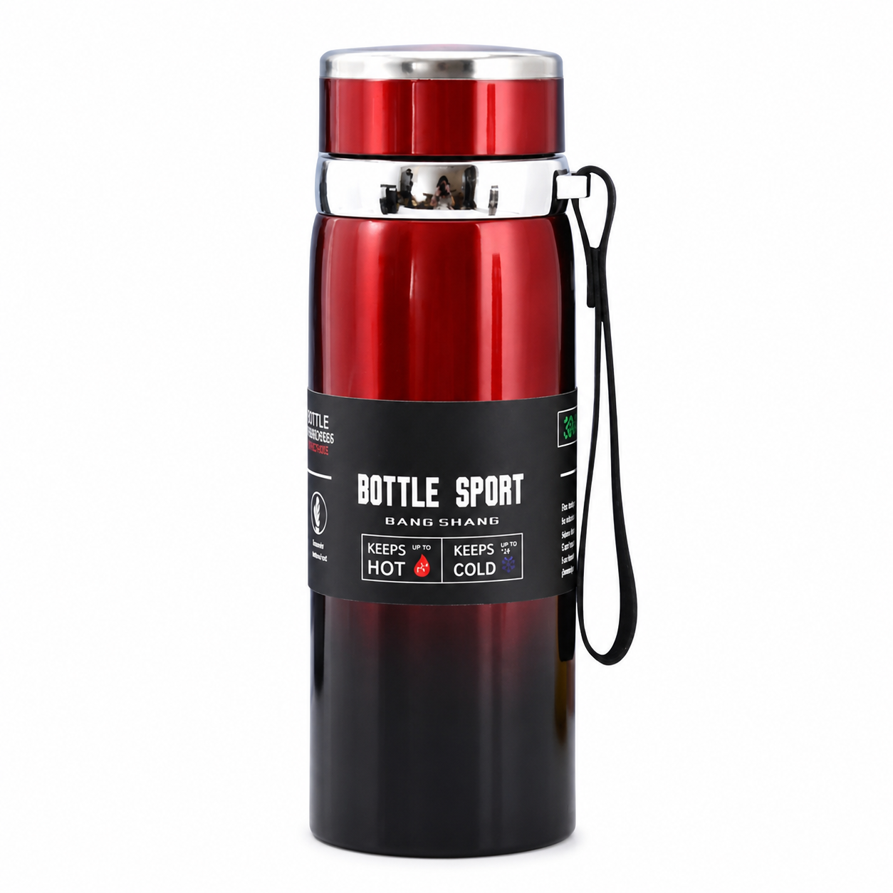 1L Insulated Stainless Steel Water Bottle with Handle, Vacuum Flask for Hot Coffee, Tea, Cold Water, Hiking, Camping & Travel